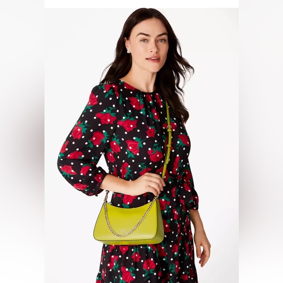 New Kate Spade Madison Saffiano Leather Convertible Crossbody Lime Slice - Picture 2 of 5